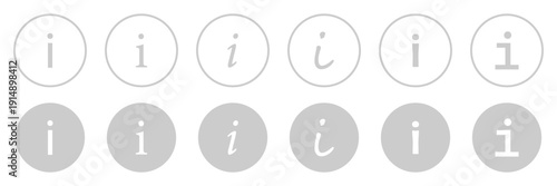 Gray Info icons set. Information icon collection. Info button. Info symbol.