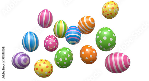 Easter eggs isolated on transparent background colorful easter eggs