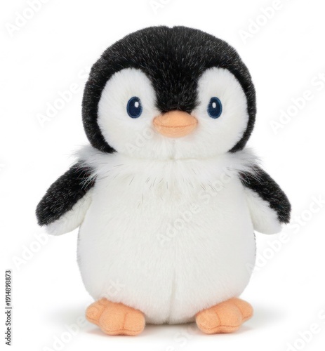 Soft beige plush baby doll toy sitting isolated on white background with cute expression and cuddly texture