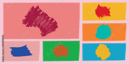 Colorful Hand-Painted Brush Swatches & Abstract Paint Strokes Set