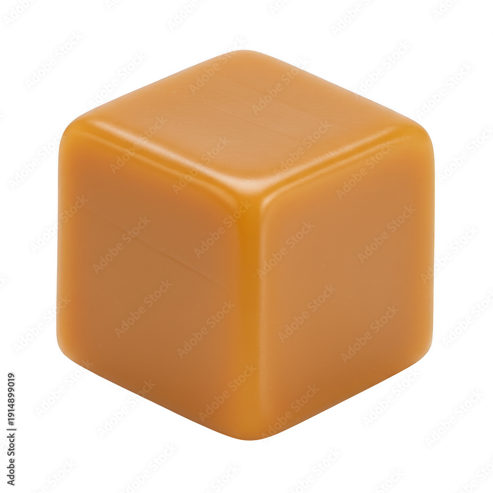 Fototapeta premium Single caramel cube isolated on transparent background