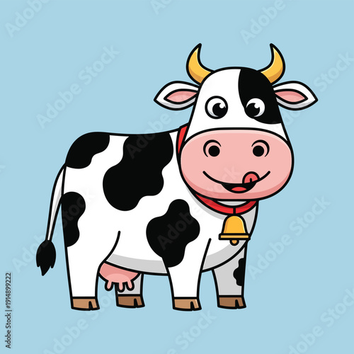 Cartoon Cow with Bell