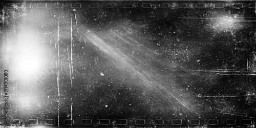 Abstract grunge film background featuring a dark vintage texture with moody gray clouds and a dirty metal wall design