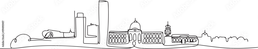 Φωτογραφία Single continuous line drawing of Asuncion city skyline, Paraguay