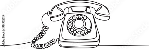 One continuous line drawing of old vintage antique analog wall telephone to communicate. Retro classic telecommunication device concept. one line Icon drawing