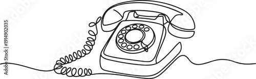 One continuous line drawing of old vintage antique analog wall telephone to communicate. Retro classic telecommunication device concept. one line Icon drawing
