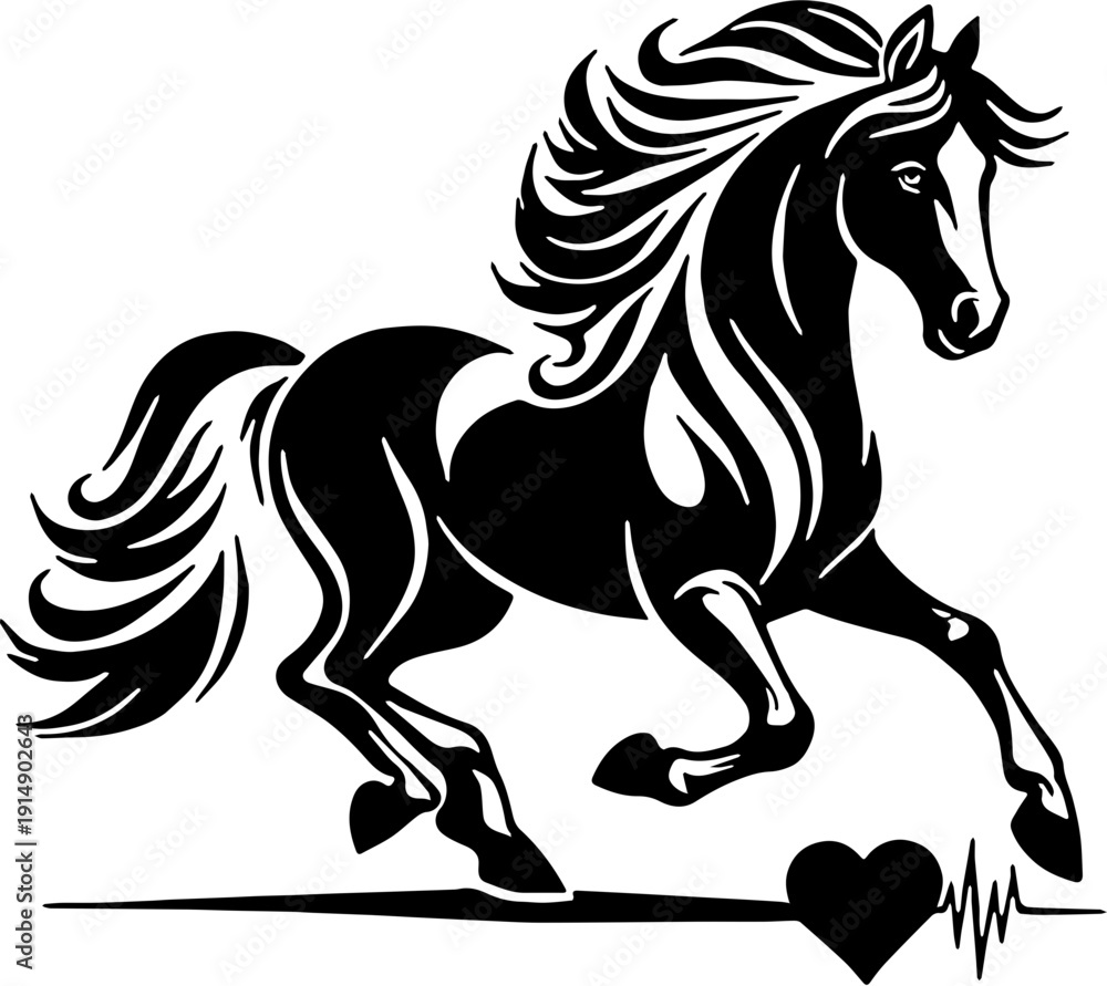 Fototapeta premium horse heart run vector illustration