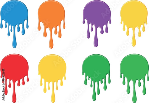 Vibrant paint drips creating an artistic liquid effect, isolated graphic elements for creative design projects