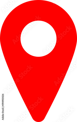 Red location pin icon marker isolated on transparent background