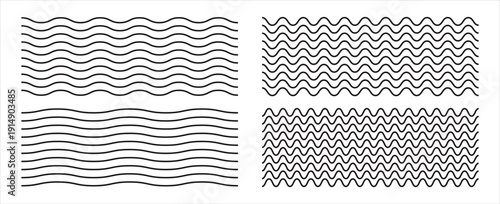 Waves line set. Wave ornament pattern. Set of wavy zigzag lines. Wave thin line background. Vector zigzag and wavy horizontal underline. Vector illustration