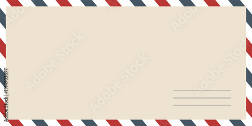 Air mail letter. Post stamp. Airmail frame postcard. Blue red stripes pattern.eps,10