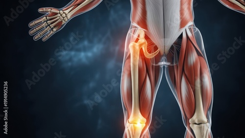 Human Pelvis and Spine Anatomy Overlay Highlighting Musculoskeletal Pain, Rehabilitation, Orthopedic Care and Healthcare