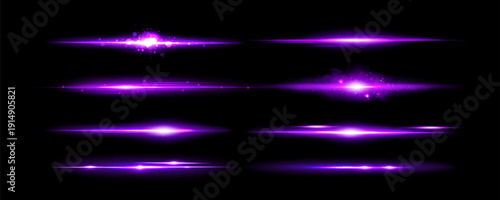 A vibrant purple light effect shines brightly against a dark background