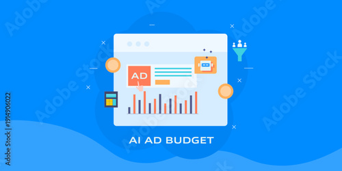 AI advertising intelligent dashboard, cross channel budget allocation and customer acquisition cost optimization, visualize conversation growth insights.