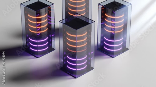 Wallpaper Mural Abstract Digital Servers With Neon Lighting and Shadows Torontodigital.ca