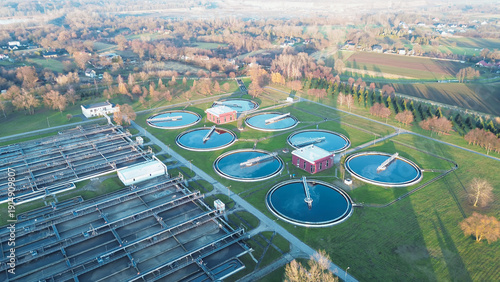 Wallpaper Mural Circular filtration tanks at water treatment plant Torontodigital.ca