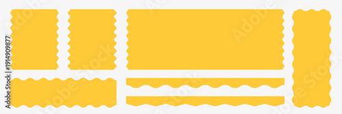Rectangle boxes with zig zag wavy egdes. Frame shames  for price, tags and promo. Vector
