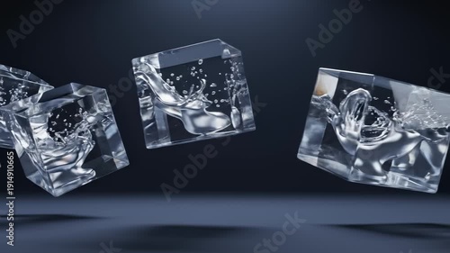 Wallpaper Mural Abstract Concept of Water Splashing Inside Floating Ice Cubes Torontodigital.ca