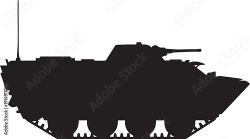 Armored personnel carrier silhouette vector illustration line art design element background