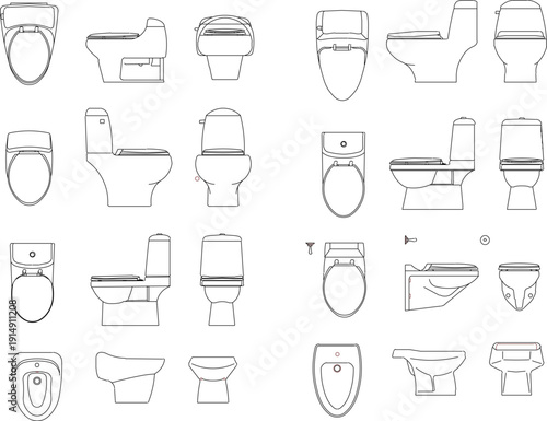sketch illustration silhouette vector image icon logo symbol toilet Sanitary ware set monoblok bathroom 
