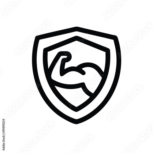Vector illustration of a shield with a flexed arm