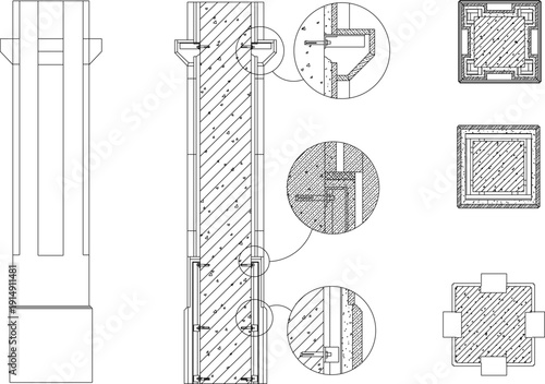 sketch illustration silhouette vector image design detail classic pillar column modern ethnic vntage