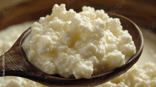 Wallpaper Mural Close up of fresh kefir grains on wooden spoon  a probiotic powerhouse for health benefits Torontodigital.ca