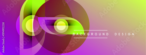 Abstract colorful design. Overlapping circles create dynamic visual effect. Gradient transitions, modern aesthetic. Bright hues dominate composition.