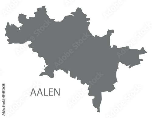 Aalen city map with boroughs grey illustration silhouette shape