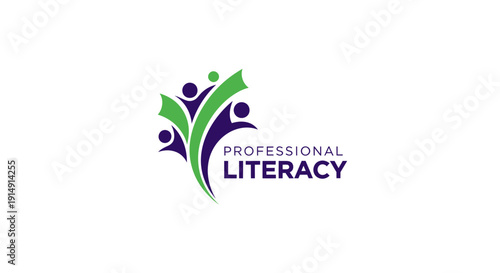 Professional Literacy Logo with Abstract Human Figures.