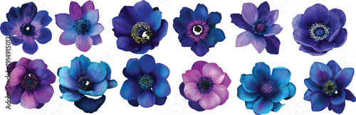 abstract blue background with flowers