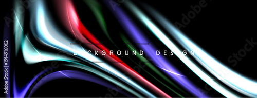 Abstract colorful ribbons flow, creating dynamic visual effect. Bright hues blend, forming elegant background design.