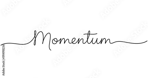 Elegant script word momentum in black calligraphy on white background. No editable strokes