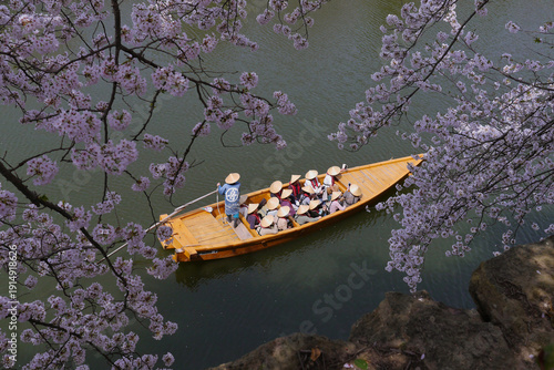 Quadro su tela 桜と和船