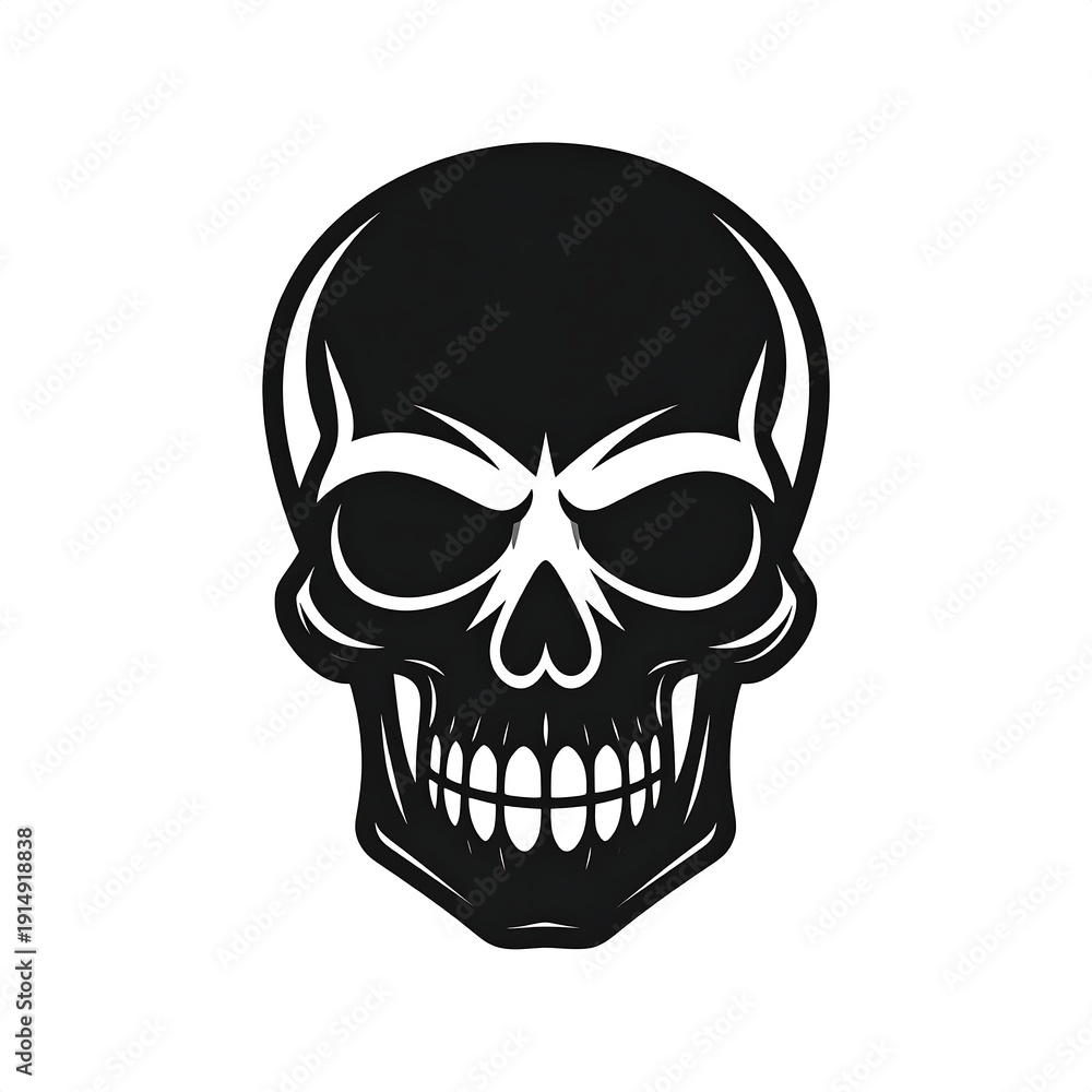 Obraz premium Graphic black and white illustration of a stylized skull