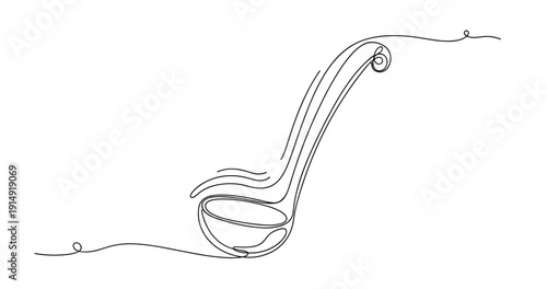 Elegant continuous line drawing of a cello with flowing musical staff. None editable stroke