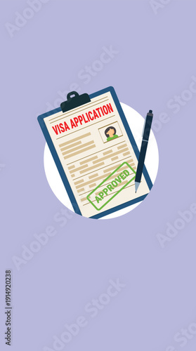 isa application form approved. Application visa . Document for travel. Travel approval. Immigration visa	