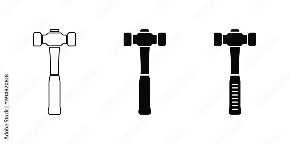 Obraz premium Vector heavy duty double faced sledge hammer and mallet icon set