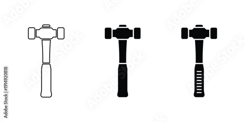 Vector heavy duty double faced sledge hammer and mallet icon set