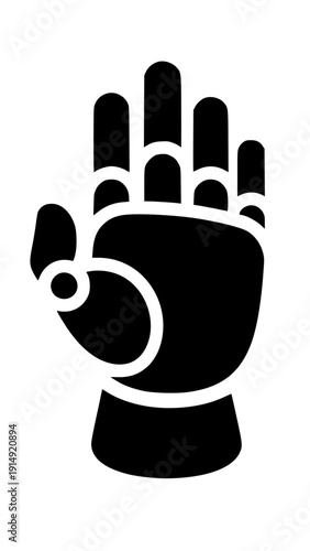 Futuristic Prosthetic Hand Icon Symbolizing Advanced Bionics and Artificial Limb Technology