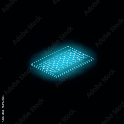Glowing blue microchip on black background representing innovation in computer science and advanced electronics