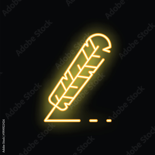Neon sign representing a feather pen writing, a perfect design for writers or literature enthusiasts