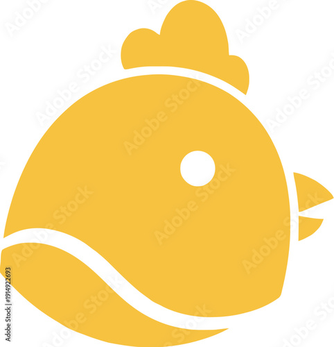 Simple yellow fish logo on a plain white background with a minimalist design approach