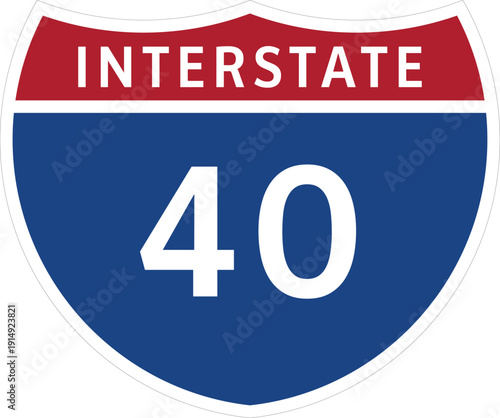 I-40, Interstate 40 Highway System Design Sign 