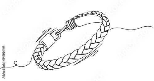 Hand-drawn braided bracelet design with secure clasp. Non editable stroke