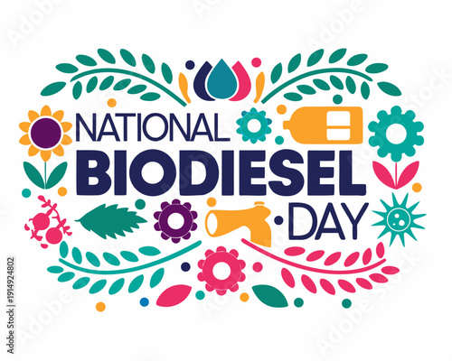 National Biodiesel Day Typography with Eco Fuel Symbol Vector Art