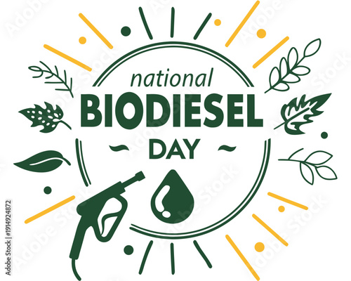 National Biodiesel Day Green Energy Fuel Pump Vector Design