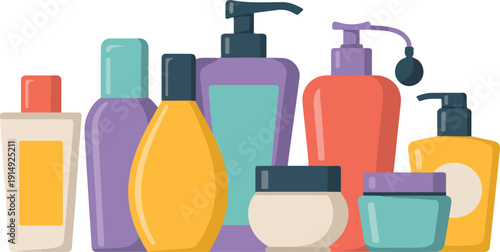 Cosmetic and Skincare Product Icon Set  Bottles, Jars, Lotions, Perfumes and Creams