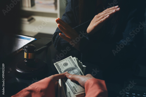 Consultation and conference of professional businesswoman and Male lawyers working and discussion having at law firm in office. Concepts of law, Judge gavel with scales of justice