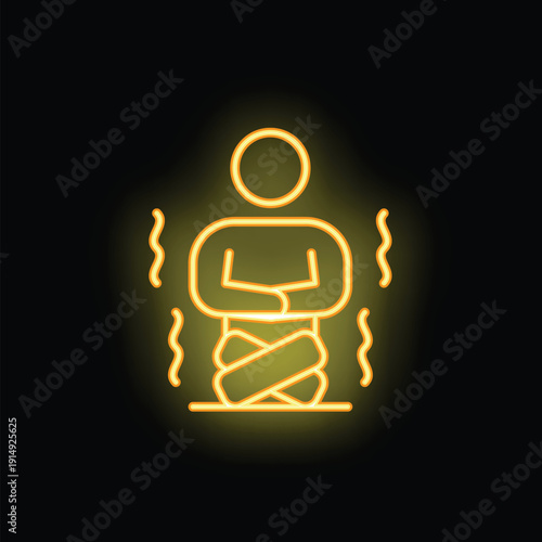 Neon sign depicting a person relaxing in a sauna, enjoying the therapeutic benefits of heat